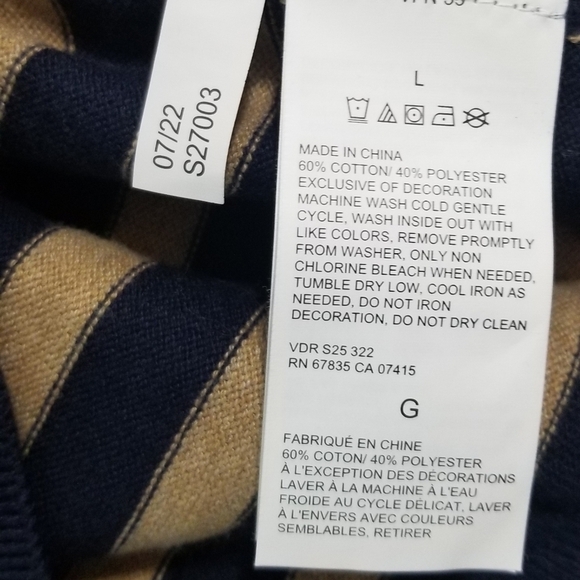 Navtech by Nautica 1/4 Zip Long Sleeve Sweater. Navy and Tan. Size Large. - Picture 6 of 7